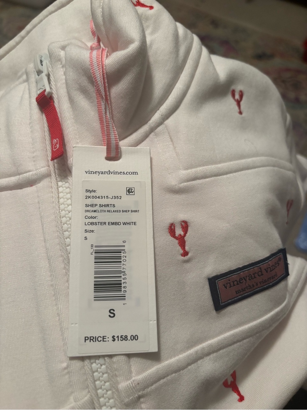 Vineyard Vines Dreamcloth Quarter Zip Pullover with lobster embroidery - Picture 8 of 10
